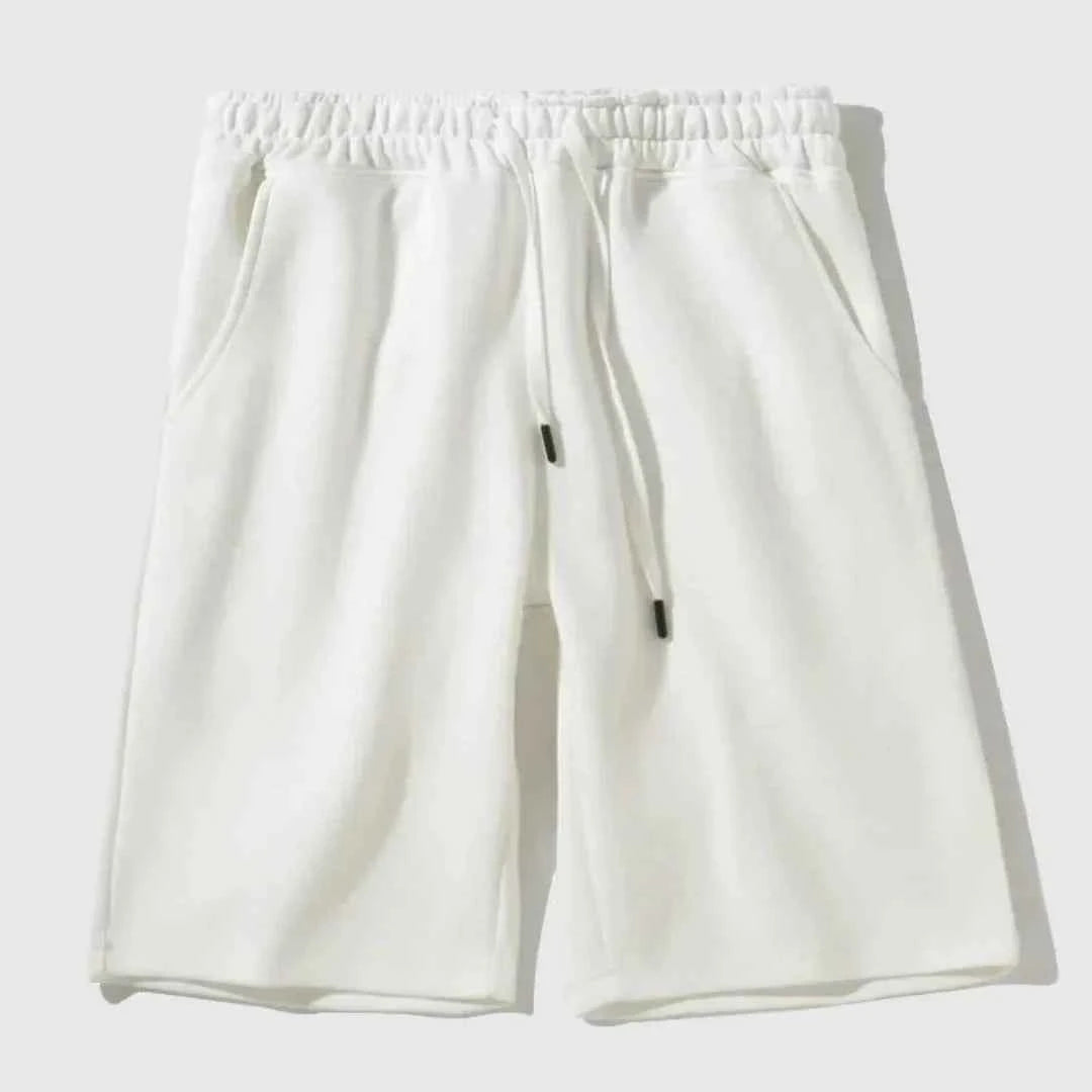 Men's Drawstring Baste Jogger Shorts White