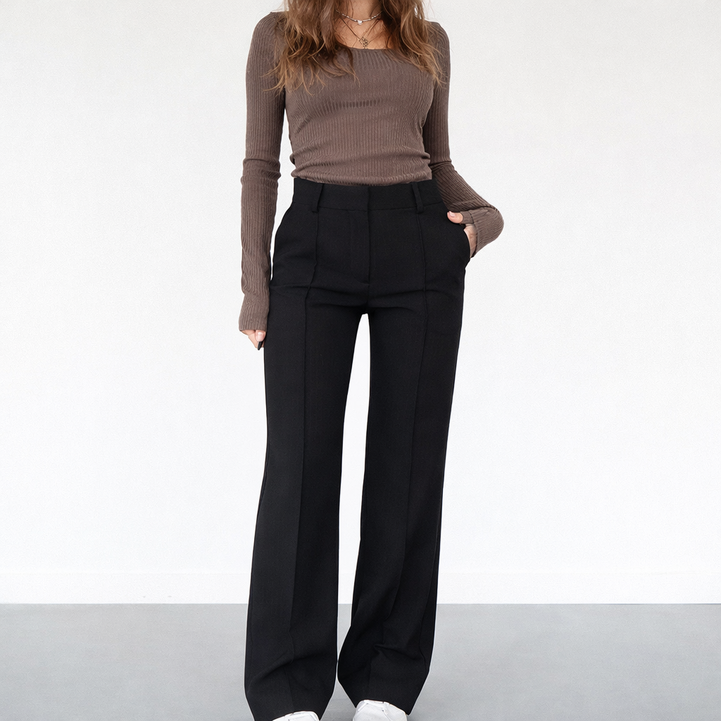 Beau | Women's High-Waist Straight Leg Pants Black