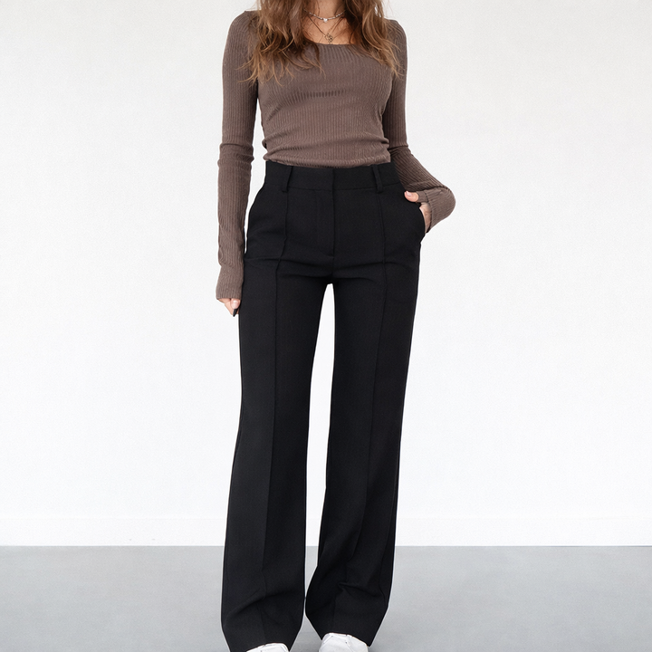 Beau | Women's High-Waist Straight Leg Pants Black
