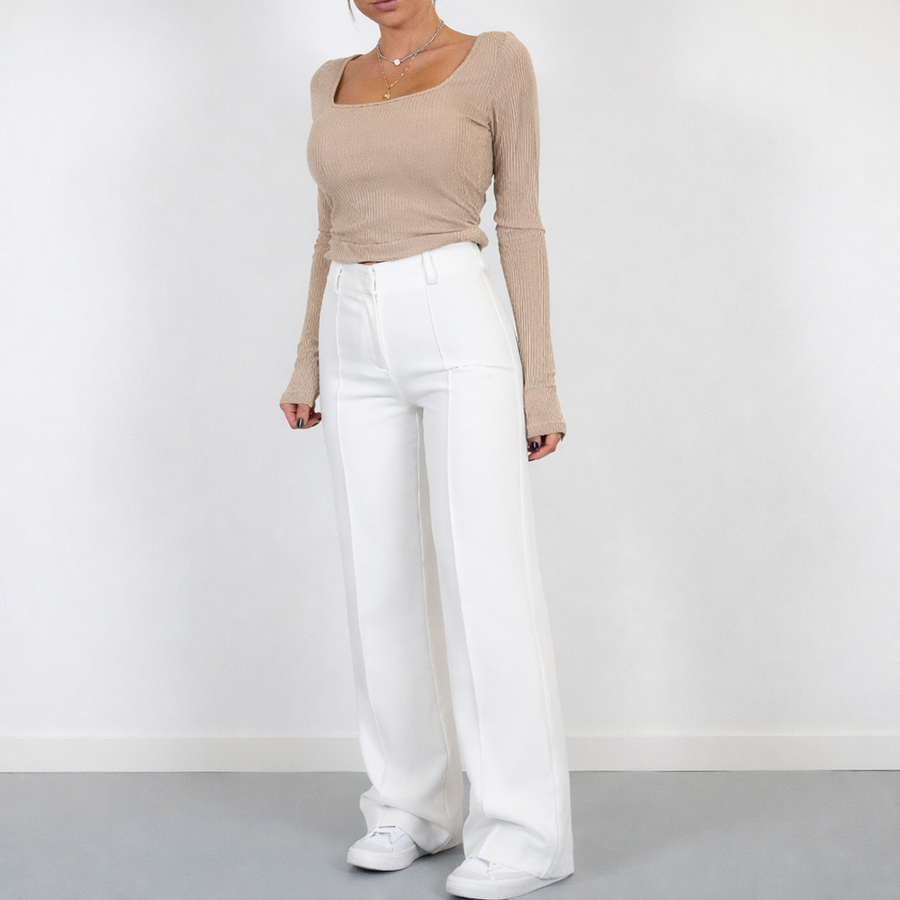 Beau | Women's High-Waist Straight Leg Pants White