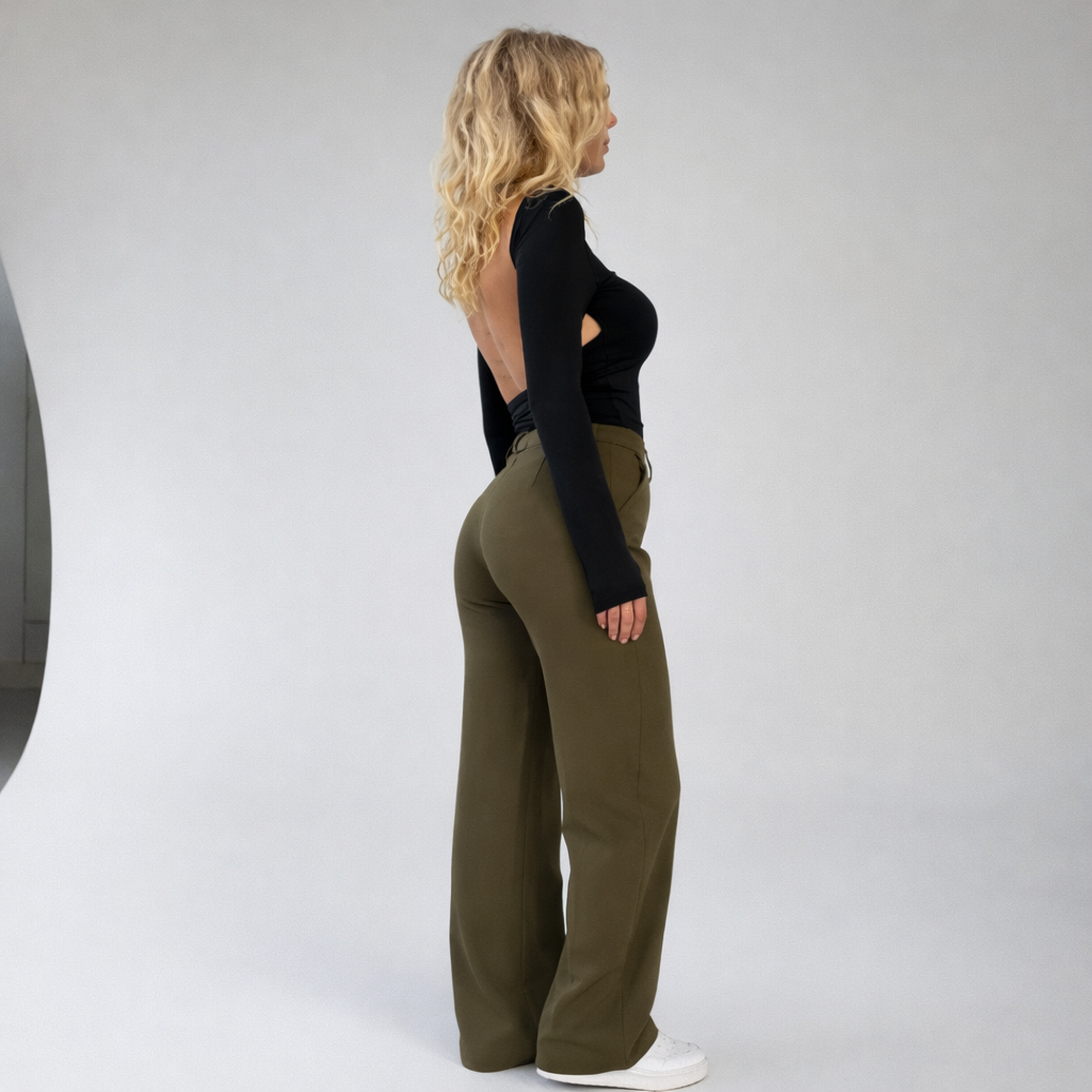 Beau | Women's High-Waist Straight Leg Pants Green