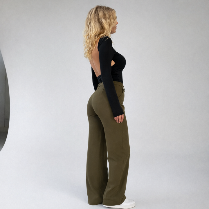 Beau | Women's High-Waist Straight Leg Pants Green