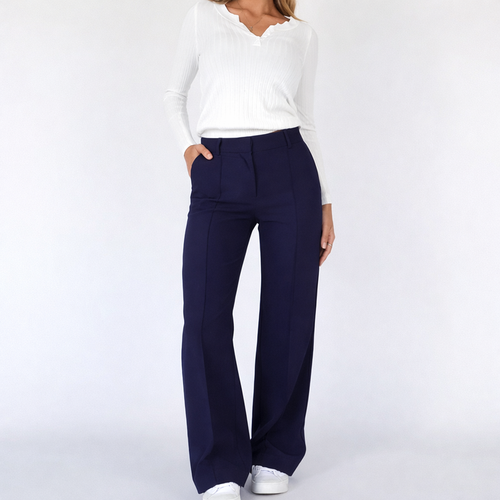 Beau | Women's High-Waist Straight Leg Pants Blue