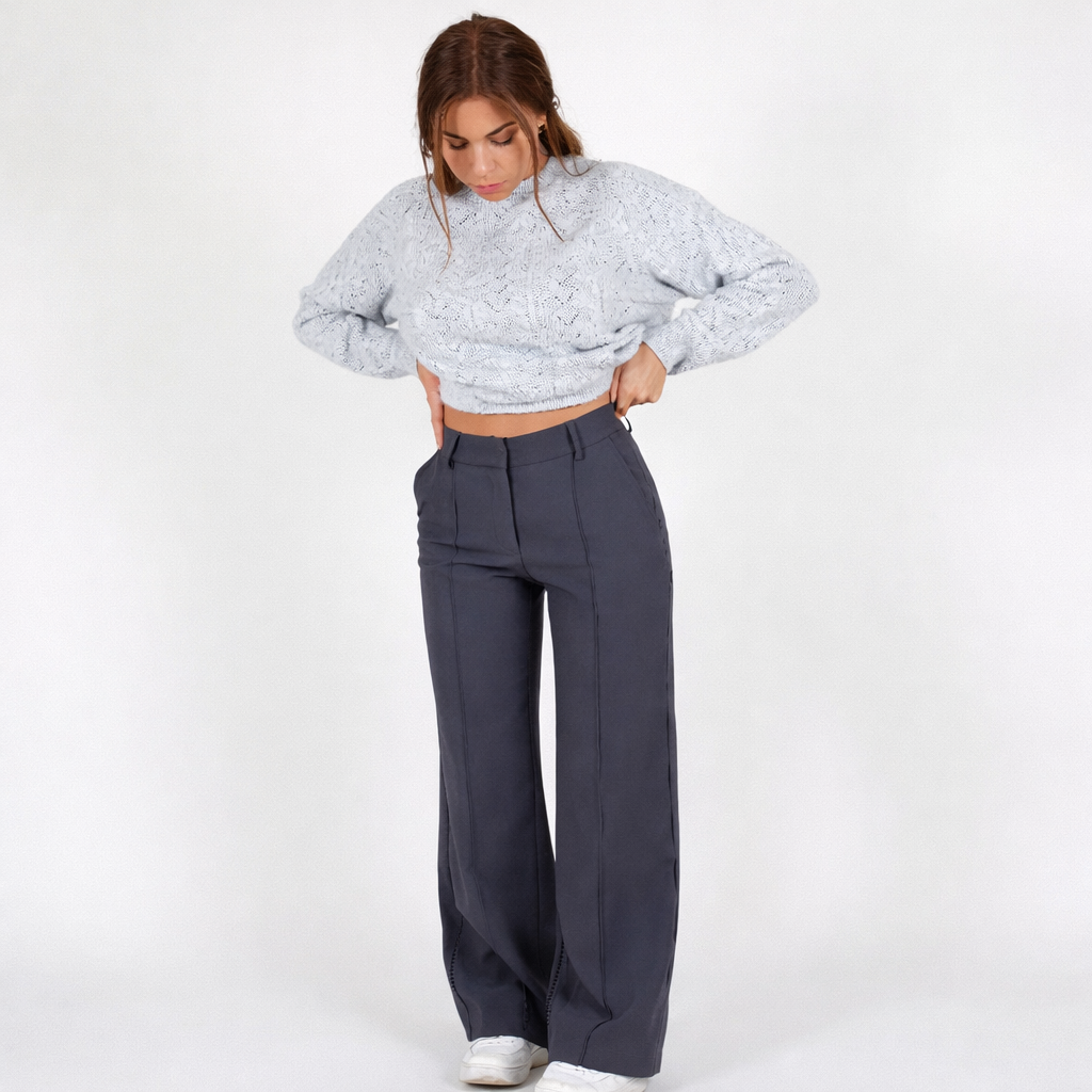 Beau | Women's High-Waist Straight Leg Pants Gray