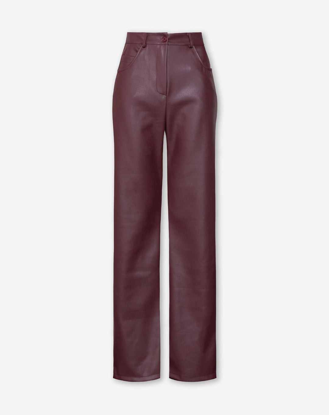 Jennie | Women's Bordeaux Red Straight Leg Pants in Luxe PU Leather