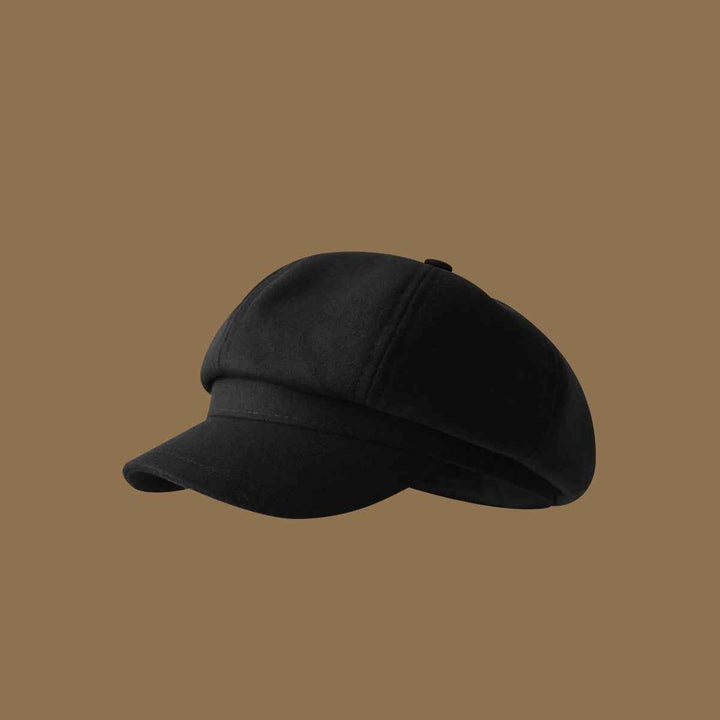 Beret Girls' Korean-style Versatile Face-looking Octagonal Cap Artistic Retro Newsboy Cap Japanese Painter Hat Black Average Size