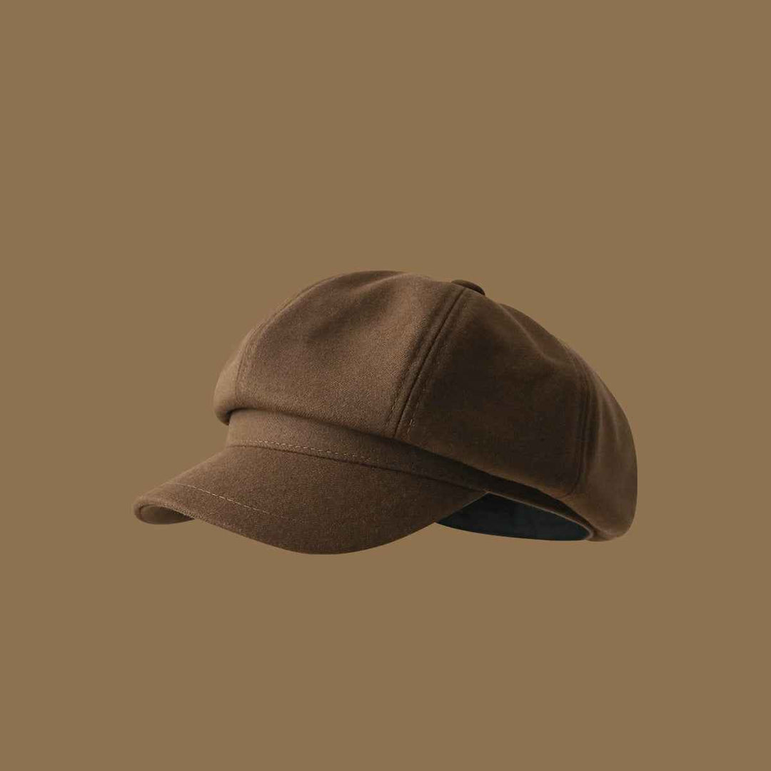 Beret Girls' Korean-style Versatile Face-looking Octagonal Cap Artistic Retro Newsboy Cap Japanese Painter Hat Brown Average Size
