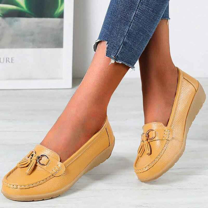 Women's Classic Slip-On Loafers with Tassels Yellow