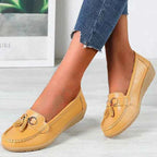 Women's Leather Moccasins - Stylish and Comfortable Footwear Yellow