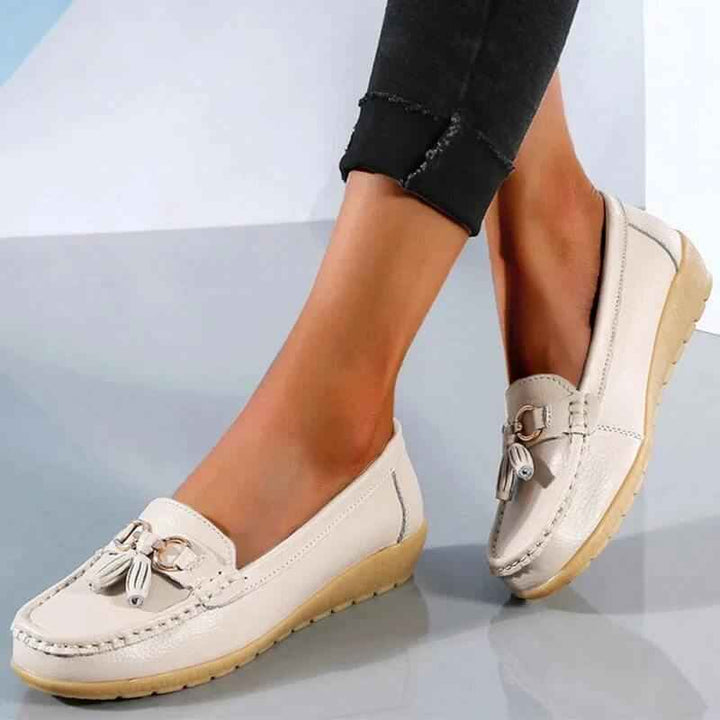 Women's Classic Slip-On Loafers with Tassels Khaki