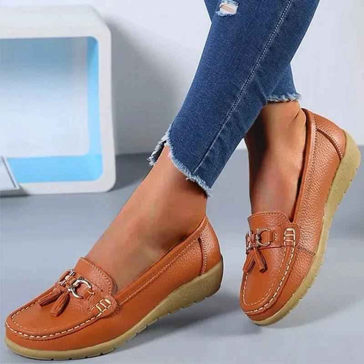 Women's Classic Slip-On Loafers with Tassels Orange