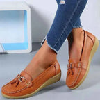 Women's Leather Moccasins - Stylish and Comfortable Footwear Orange