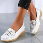 Women's Leather Moccasins - Stylish and Comfortable Footwear White