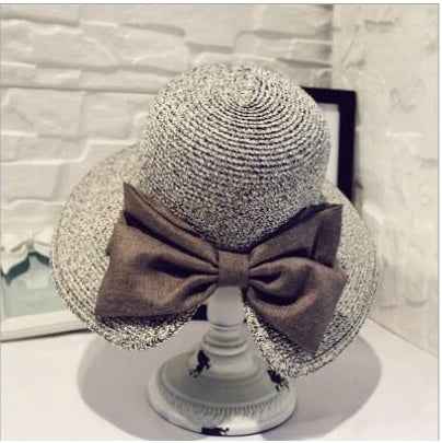 Big Bow Split Sunshade Hat Summer Vacation Sunshade Beach Hat Navy Blue
