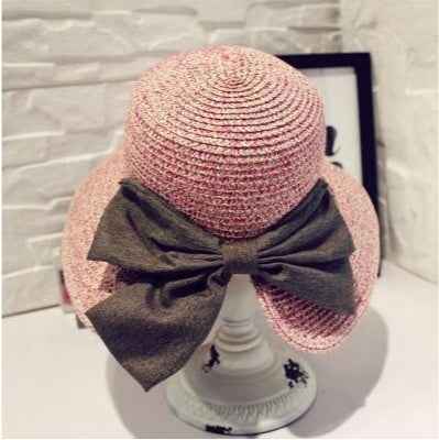 Big Bow Split Sunshade Hat Summer Vacation Sunshade Beach Hat Rose Red