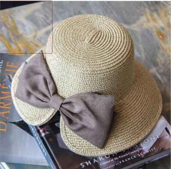 Big Bow Split Sunshade Hat Summer Vacation Sunshade Beach Hat Beige
