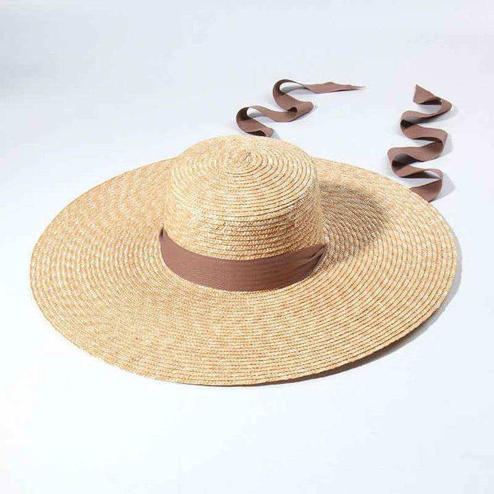 Big Brim Straw Female Summer Vacation Straw Hat Flat Brim 15cm