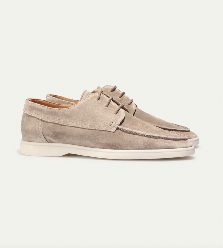 Men's Casual Loafers with Laces | Round Toe Design Light Beige