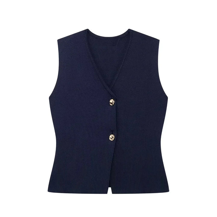 Imara | Women's Sleeveless Gilet Top - Elegant and Minimalistic Blue