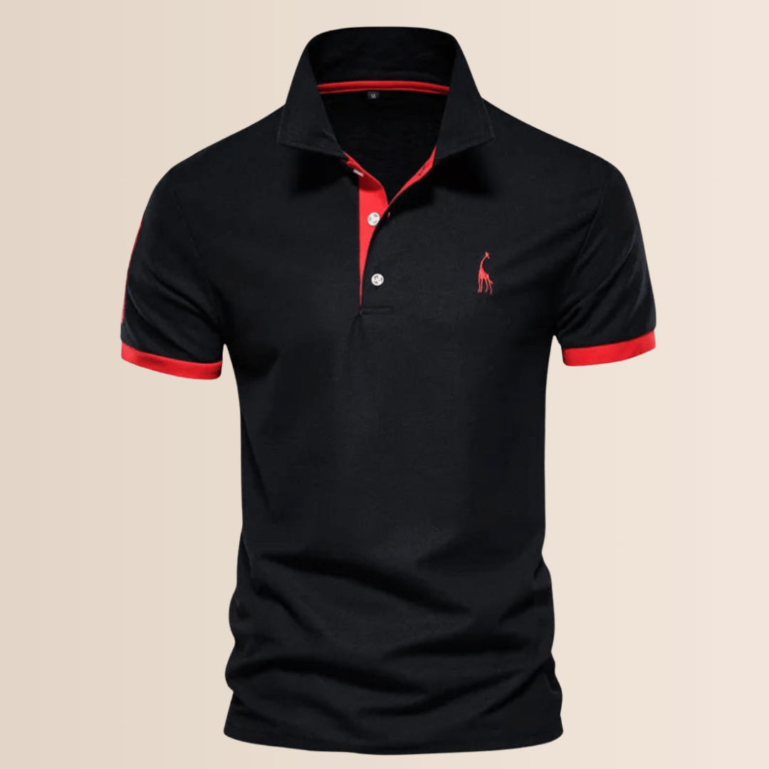 Men's Cotton Stand Collar Casual Polo Shirt Black