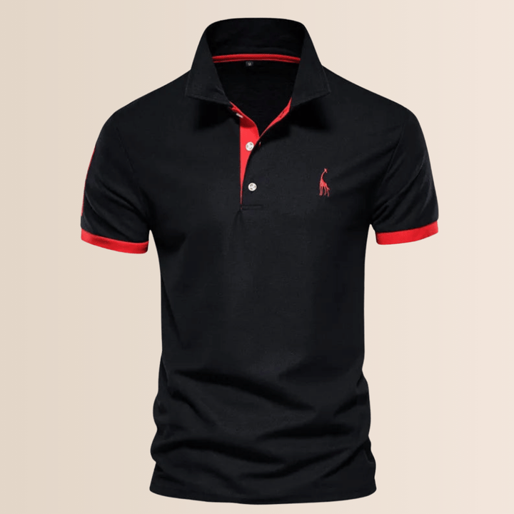 Men's Cotton Stand Collar Casual Polo Shirt Black