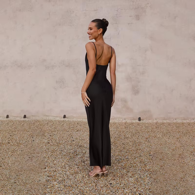 Blair | Women's Luxe Satin Maxi Dress with Open Back
