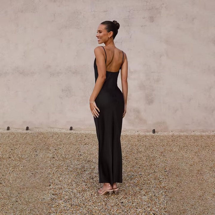 Blair | Women's Luxe Satin Maxi Dress with Open Back