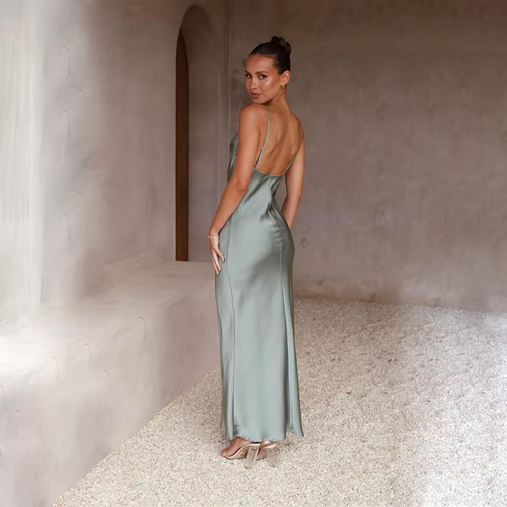 Blair | Women's Luxe Satin Maxi Dress with Open Back