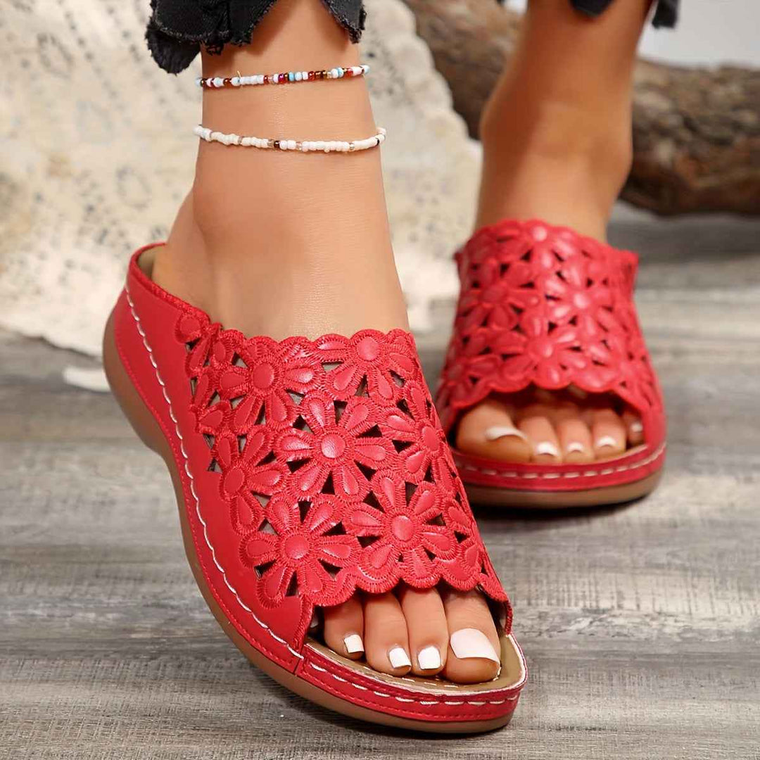 BloomEase | Women's Comfort Sandals with Floral Design Red