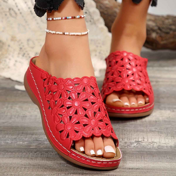 BloomEase | Women's Comfort Sandals with Floral Design Red