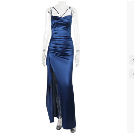 Lucia | Elegant Maxi Dress with High Slit Navy