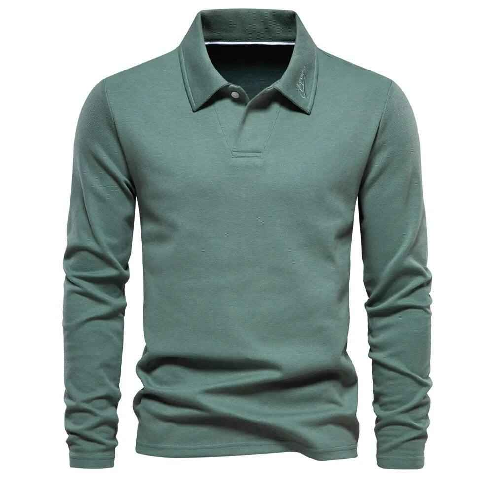 Men's Classic Long Sleeve Polo Shirt Green