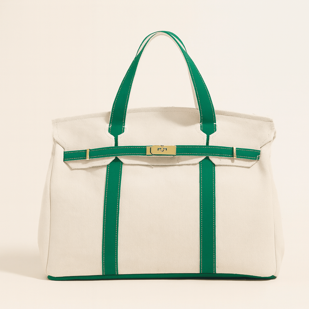 Premium Canvas Shopper with Reinforced Steel Details Forest Green