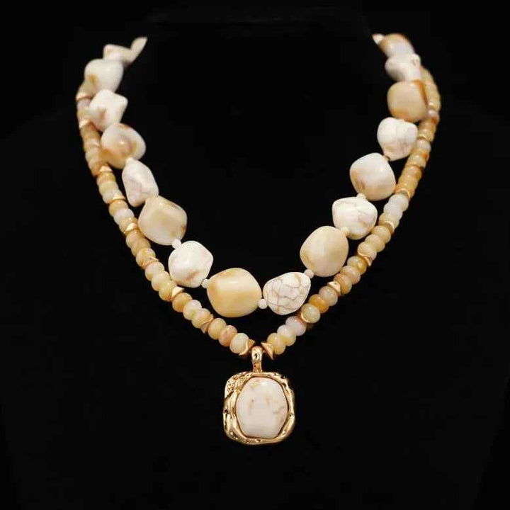 Bohemian Stone Necklace Collection White