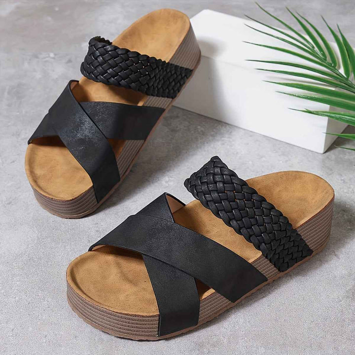 Emma | Elegant Women's Platform Sandals with Braided Straps Black