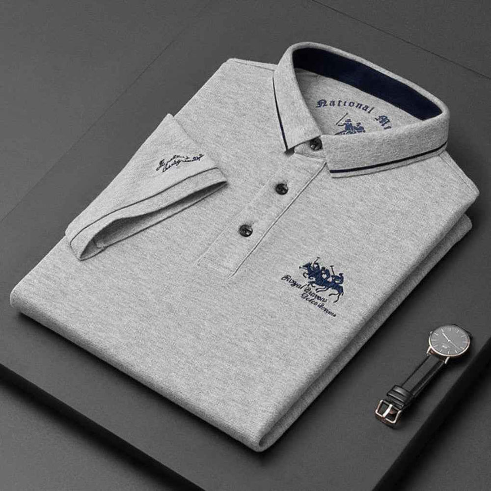 Men's Casual Short Sleeve Polo Shirt Gray