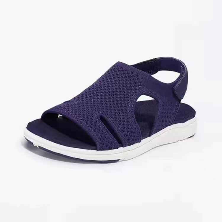Breathable Stretch Fly Woven Comfortable Velcro Casual Sandals navy blue