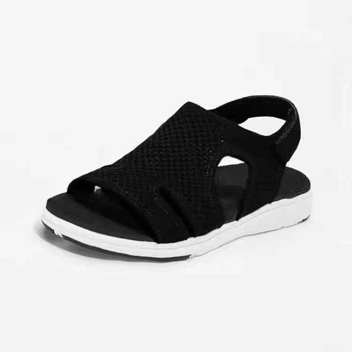 Breathable Stretch Fly Woven Comfortable Velcro Casual Sandals Black