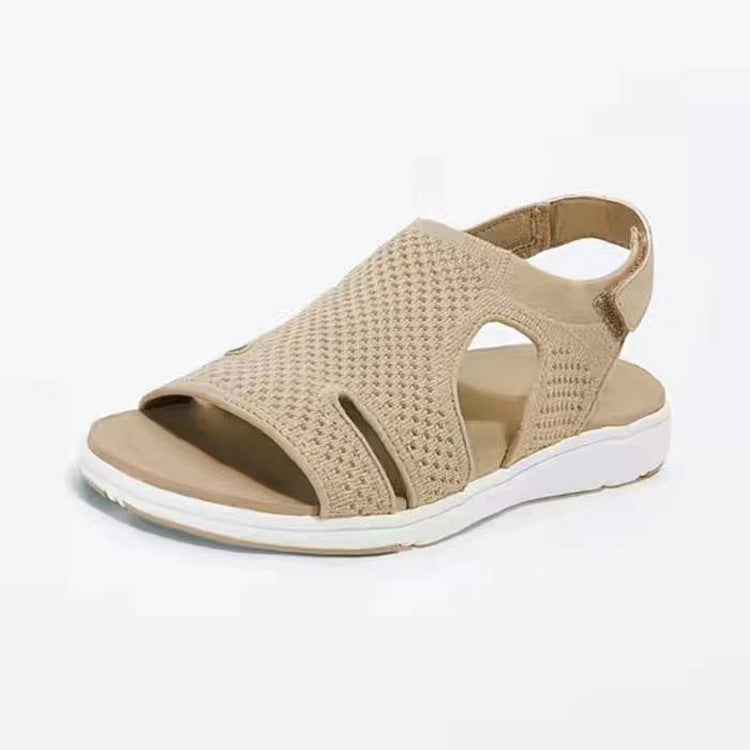 Breathable Stretch Fly Woven Comfortable Velcro Casual Sandals apricot