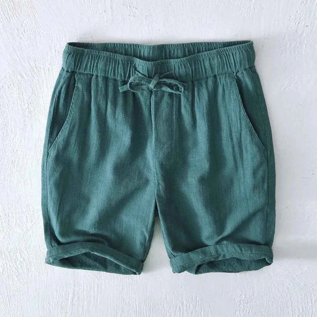 Men's Linen-Blend Summer Shorts Green