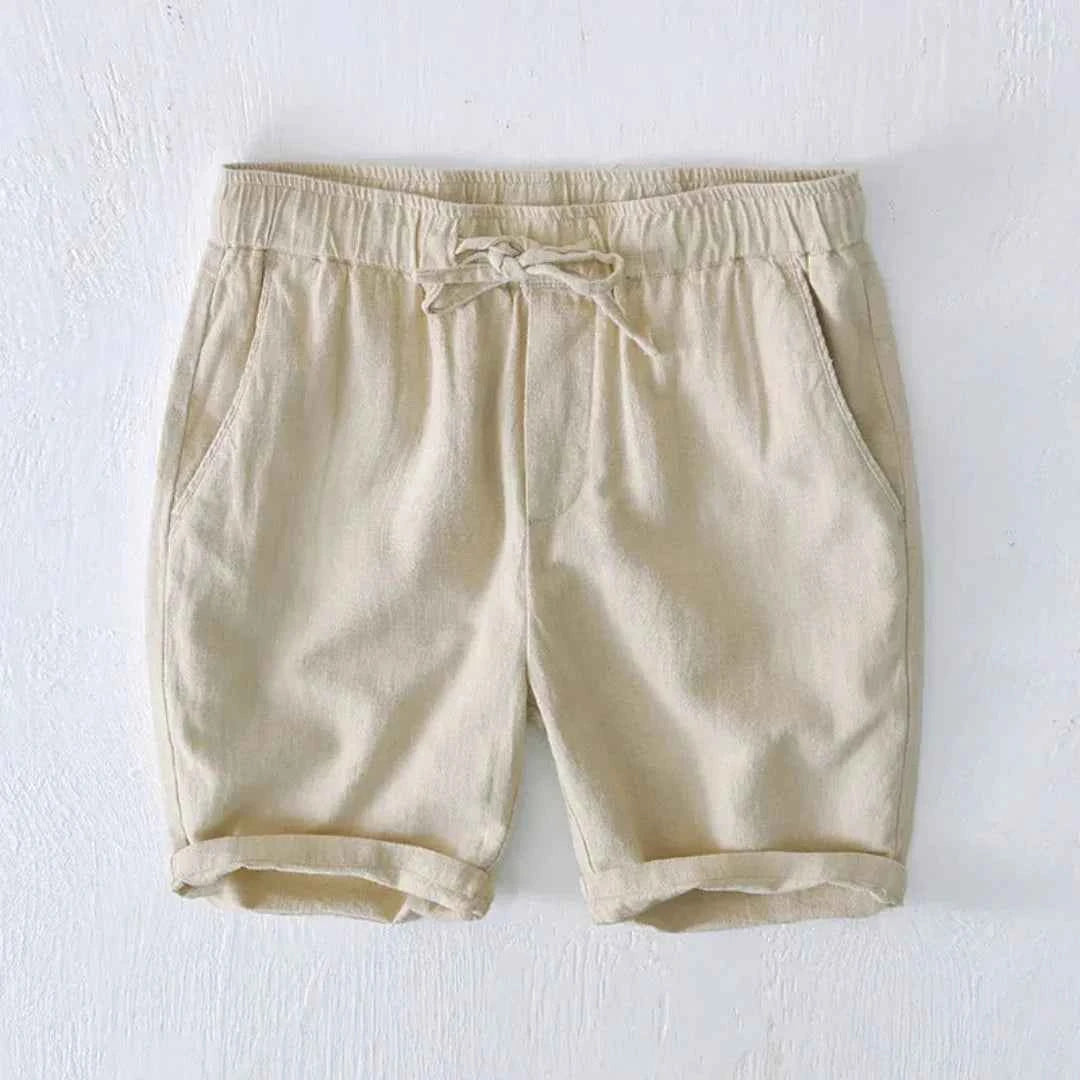 Men's Linen-Blend Summer Shorts Khaki