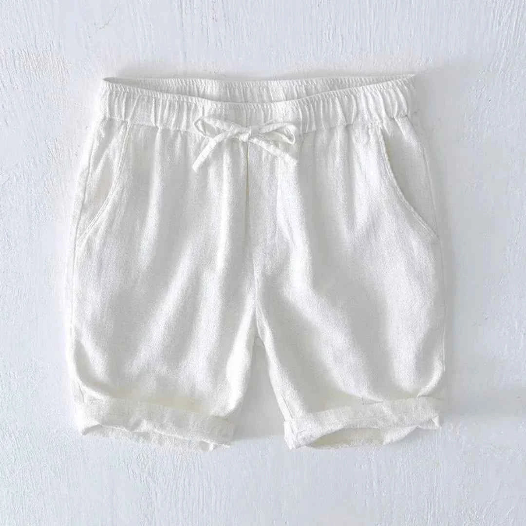 Men's Linen-Blend Summer Shorts White