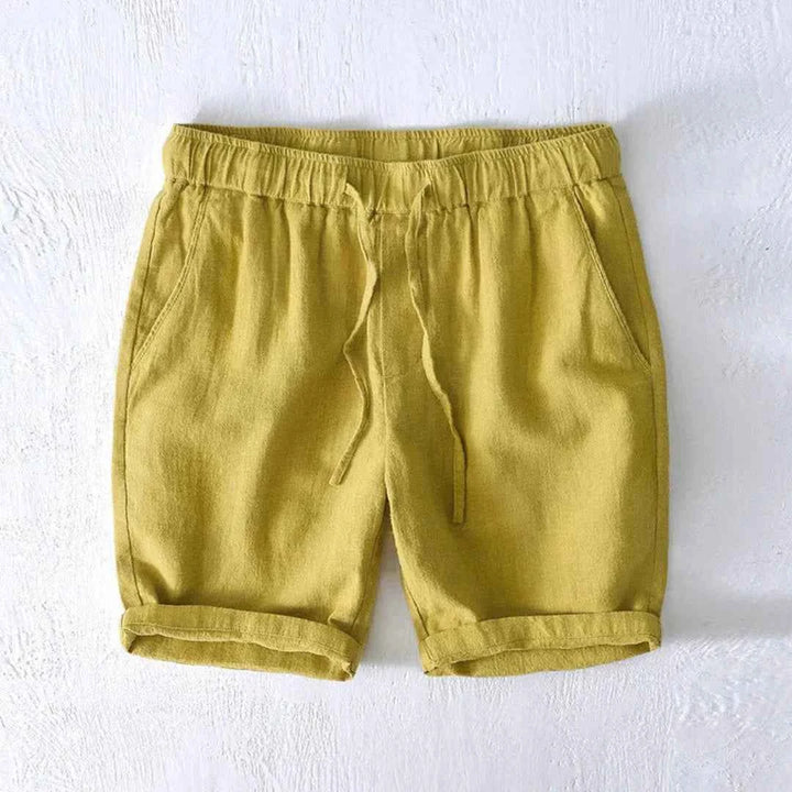 Men's Linen-Blend Summer Shorts Yellow