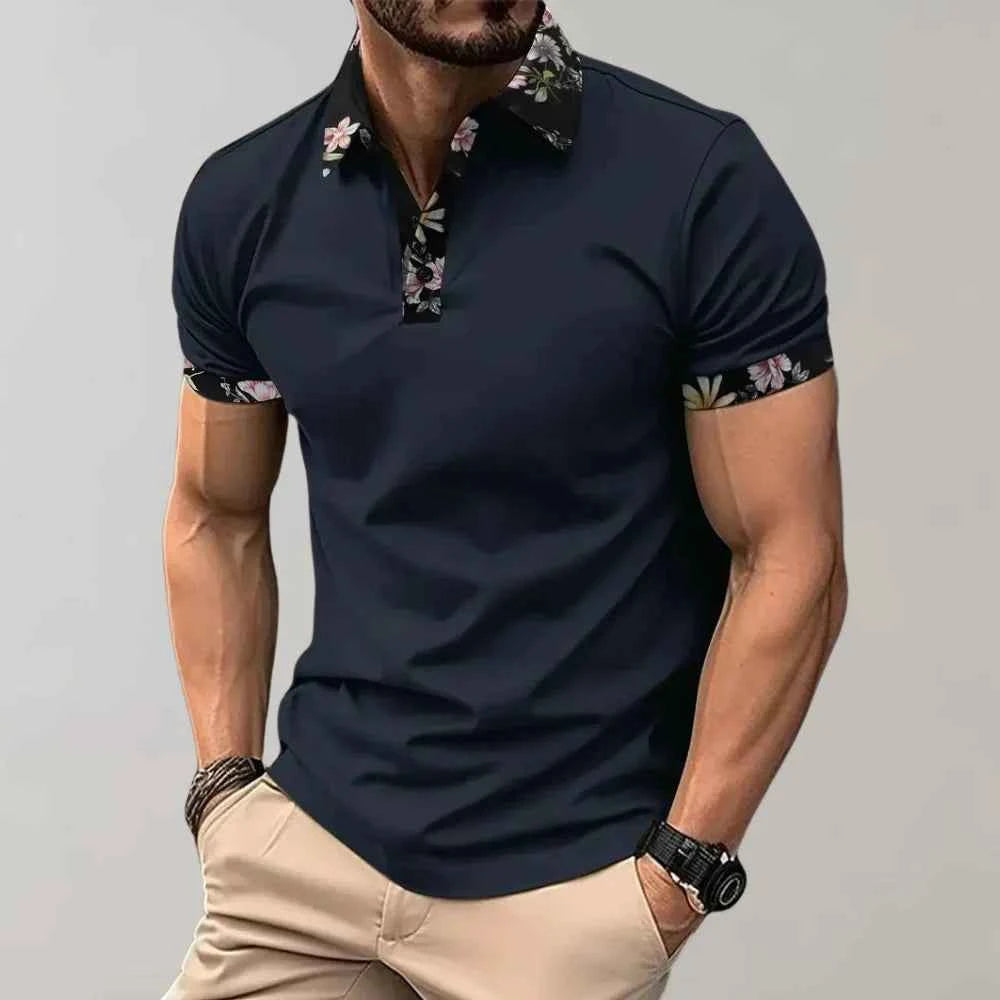 Men's Classic Fit Short Sleeve Polo Top Dark Blue
