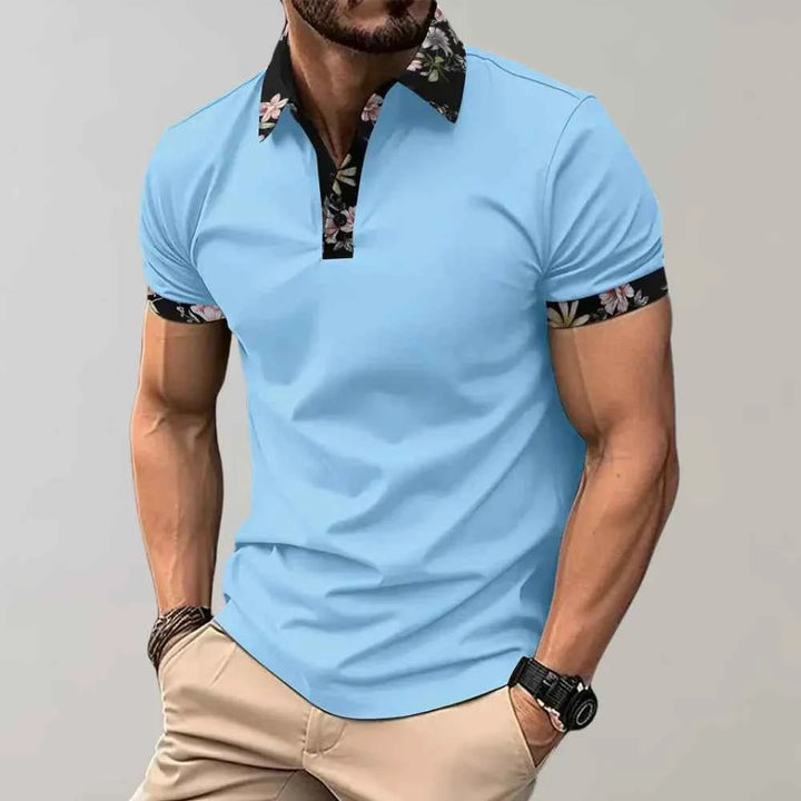 Men's Classic Fit Short Sleeve Polo Top Light Blue