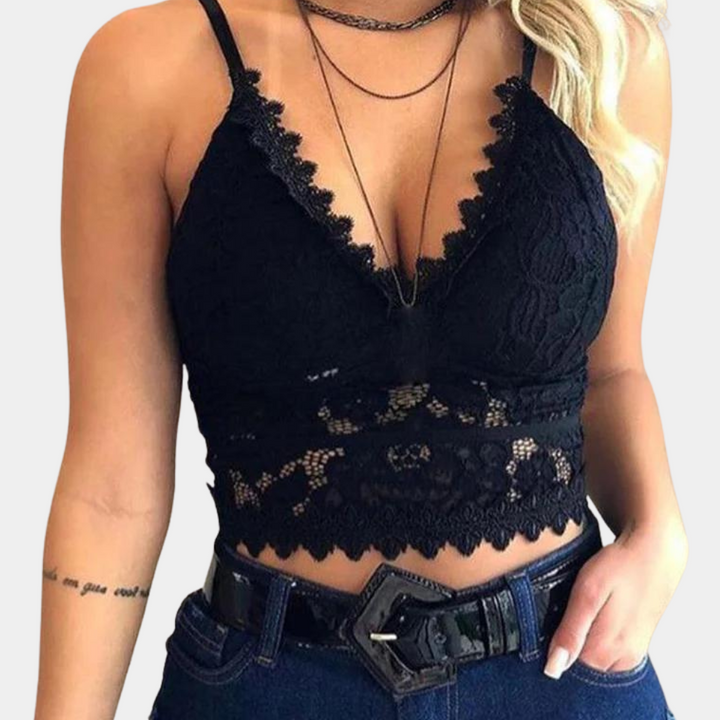 Naolin | Women's Lace Cropped Top Black