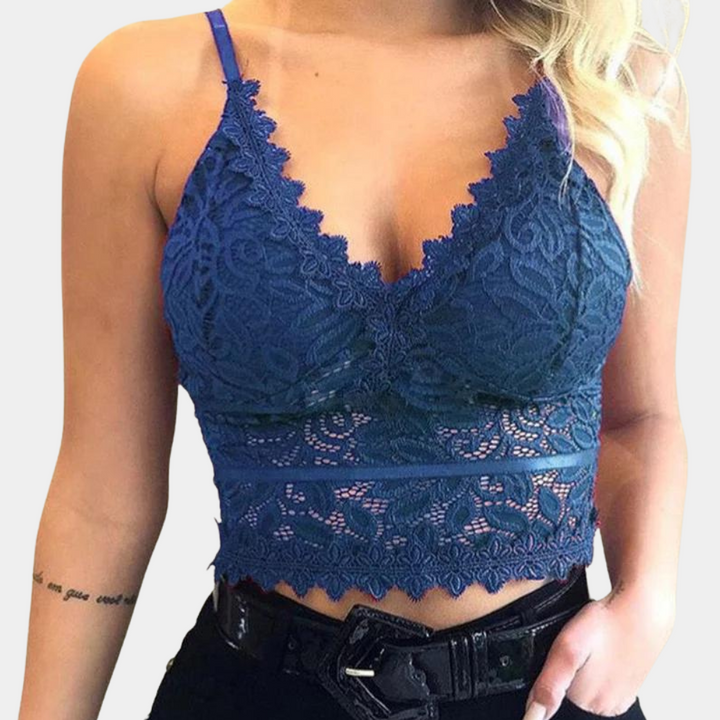 Naolin | Women's Lace Cropped Top Blue