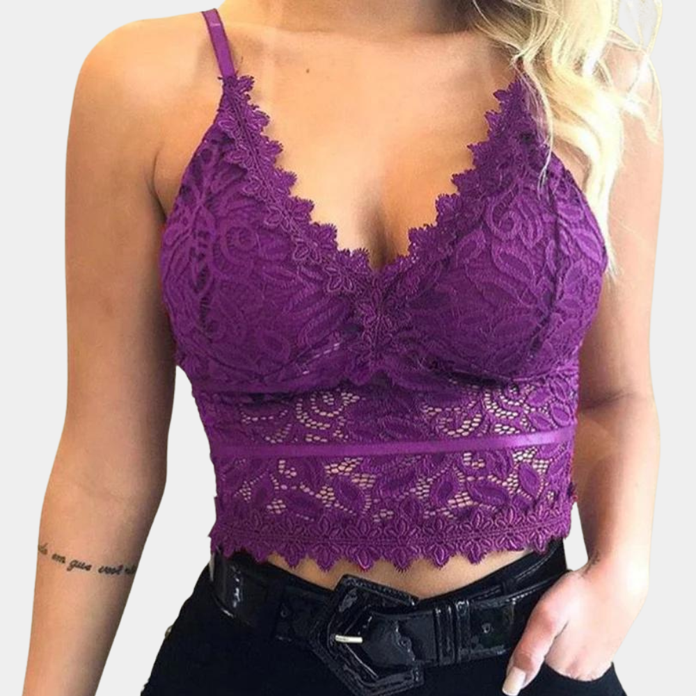 Naolin | Women's Lace Cropped Top Purple