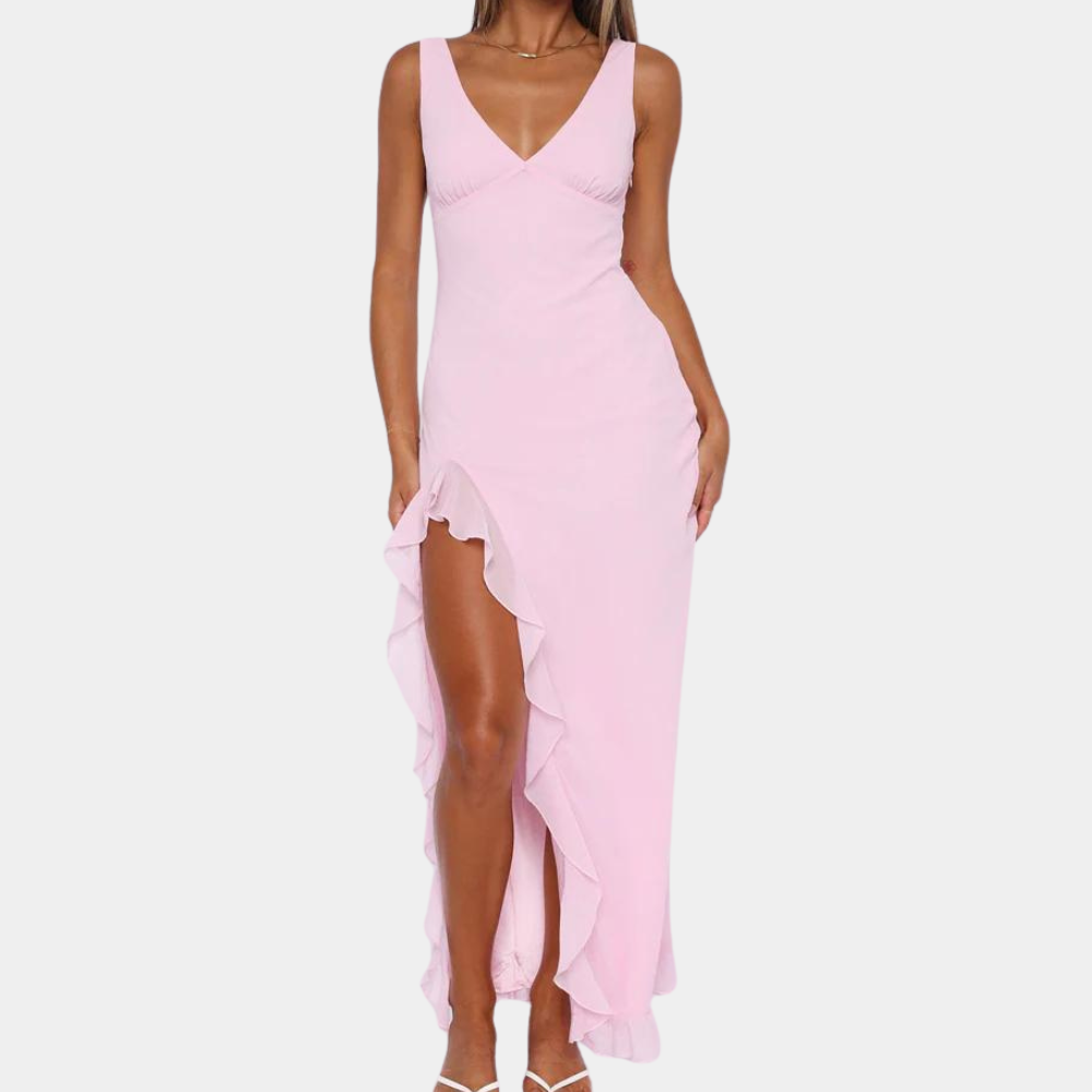 Paige | Women's Elegant Sleeveless V-Neck Maxi Dress with Slit