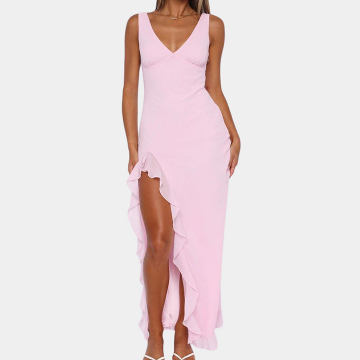 Paige | Women's Elegant Sleeveless V-Neck Maxi Dress with Slit